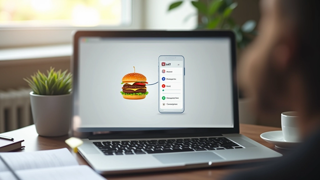Laptop screen showing website navigation menu design with hamburger icon visible on mobile viewport