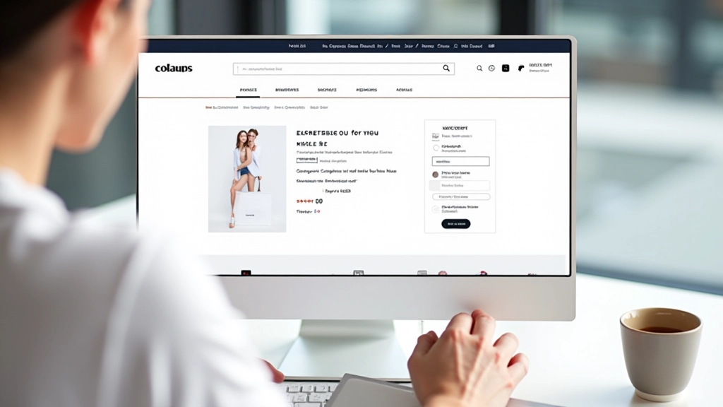 E-commerce website interface showing sticky header with category filters and shopping functionality